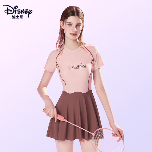 
Disney women's swimsuit professional student dress hot spring quick-drying slimming sun protection swimsuit D15125 caramel ripples L