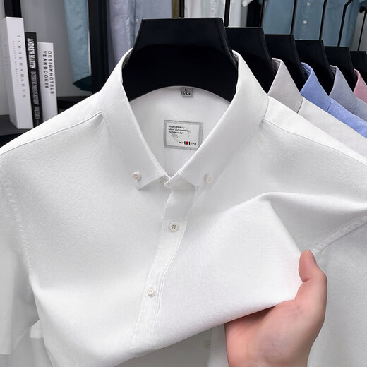 
Classic Car (LAOYECHE) Pure Cotton Short Sleeve Shirt Professional 2025 Summer Casual Solid Color Shirt Men's Business Formal Half Sleeve Top AN15260 Gray 2XL