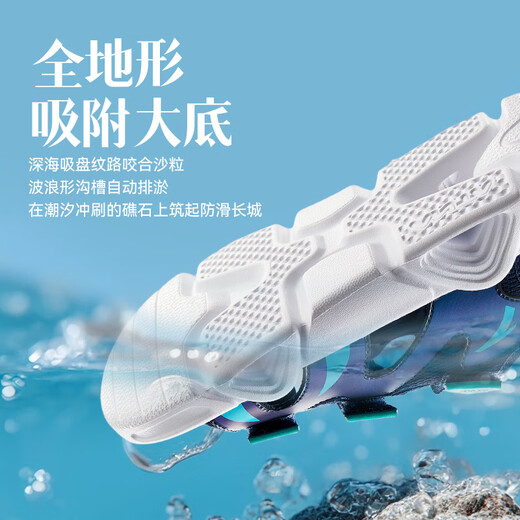 ANTA Children's Sandals Men's Big Children's Shoes 2026 Summer New Outdoor Velcro Open Toe Amphibious Beach Shoes New Ink Blue-5 37 Shoe Inner Length 23.5cm