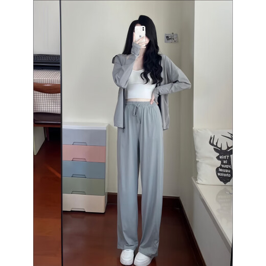 濮水方方冰丝防晒裤女夏季薄款阔腿裤潮 1349#黑色 M