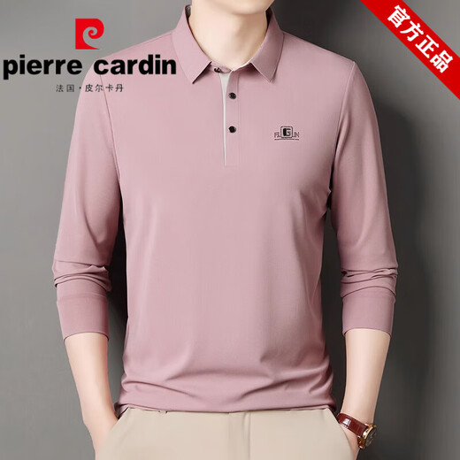 皮尔卡丹（pierre cardin）长袖t恤男士纯色春夏款薄款中年纯棉翻领体恤上衣打底polo衫上班 6625豆绿 M 165建议95-115斤