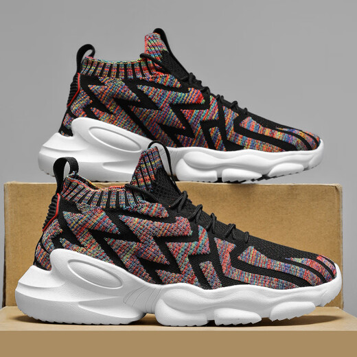 Changxiang Huili Men's Shoes Summer 2025 Nuevo deportes de carreras Leisure Travel Teenager espesor de malla de malla de coco en la suela Hombres RF-AA9909 Negro y rojo 42