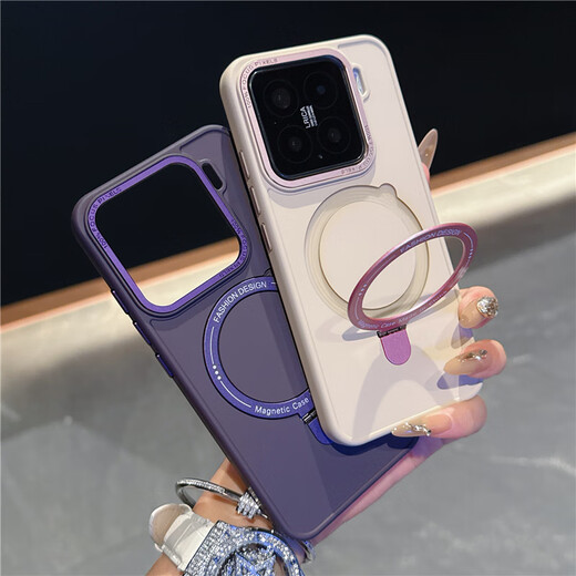 Pinaiyou is suitable for Xiaomi 14 mobile phone case, simple solid color magnetic charging stand, xiaomi15pro skin-feeling silicone anti-protective cover, 13por metal frame hard shell for men and women, new style, milk tea color, Xiaomi 15