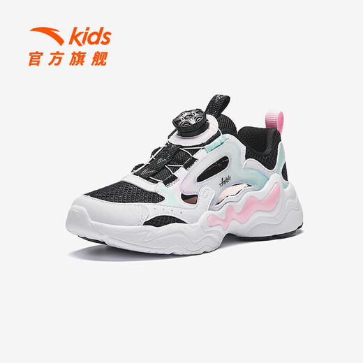 Anta children's sandals, girls' shoes, summer new product, knob buckle breathable frame shoes, toe-toe beach shoes, Anta white/black/icy blue-3 33
