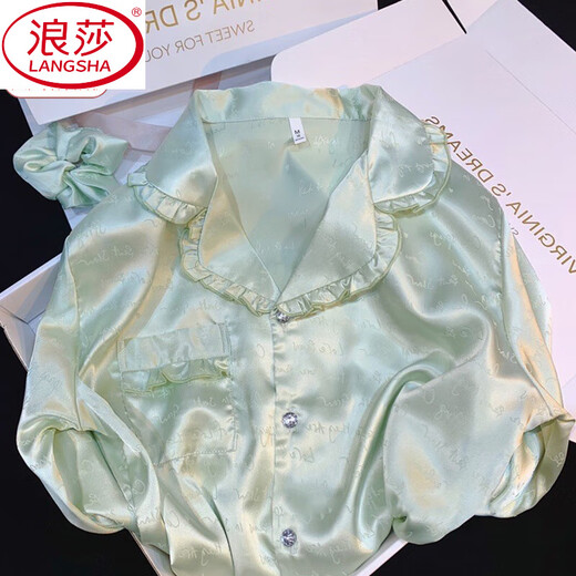 
LangSha 2025 new pajamas for women summer suit thin cool ice silk short-sleeved princess style ruffled casual home clothing YFY-9902 [short-sleeved shorts] M [recommended 80-100Jin [Jin equals 0.5 kg]]