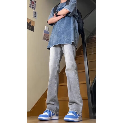 Poum Willow Scimitar Jeans Spring and Automne et Summer American High Street Straight Slim Pantal