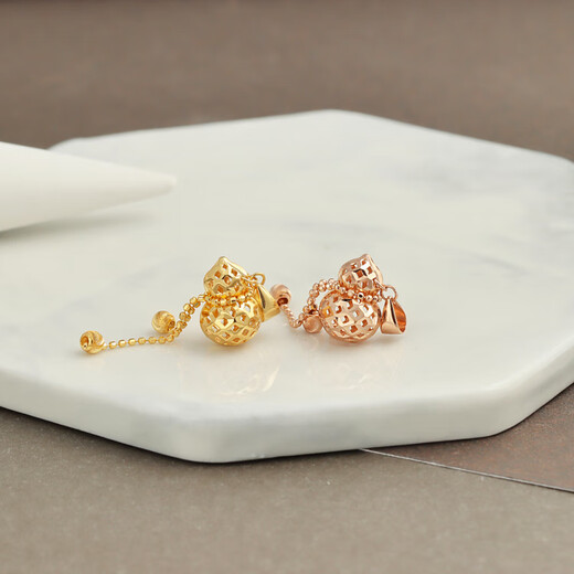 OeinOEIN 18K rose gold gold hollow gourd pendant k gold plain gold women's Fulu necklace pendant 18K rose gold 1.16g