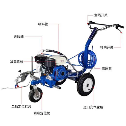 BolangQING (BOLANGQING) road marking machine cold spray road marking machine hand push multi-function garage road gasoline paint marking machine 695 special marking machine (aluminum pump head)
