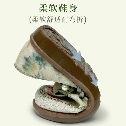 
Yidisen 2025 spring new old Beijing cloth shoes for women versatile non-slip embroidered shoes lazy people kick flat mother shoes pink 37 (235mm)