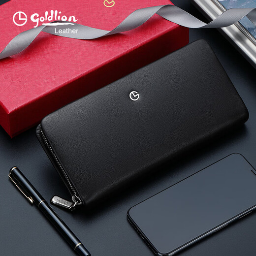 
GY goldlion Jinlilai new style men's temperament genuine leather handbag head layer cowhide business multi-card wallet fashionable handbag trend black/fashion model FA803109-111