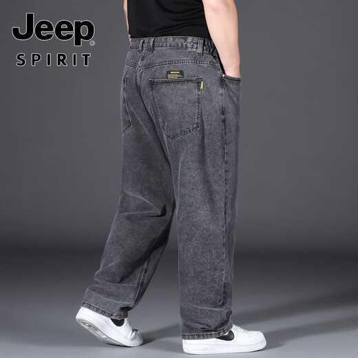 吉普（JEEP）春夏款特大码牛仔裤男加肥加大运动裤宽松直筒肥佬男夏季长裤子潮 浅蓝色9904款 【主推】 46 (腰围3尺6)