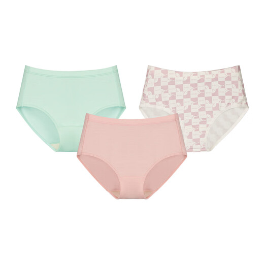 Little Blue Elephant Vitality Little Tornado Children's Perspiration-wicking Underwear Girls Briefs 7A Antibacterial Breathable Non-Clamping PP Green + Pink + Checkerboard (Girls) 3 Pairs 110