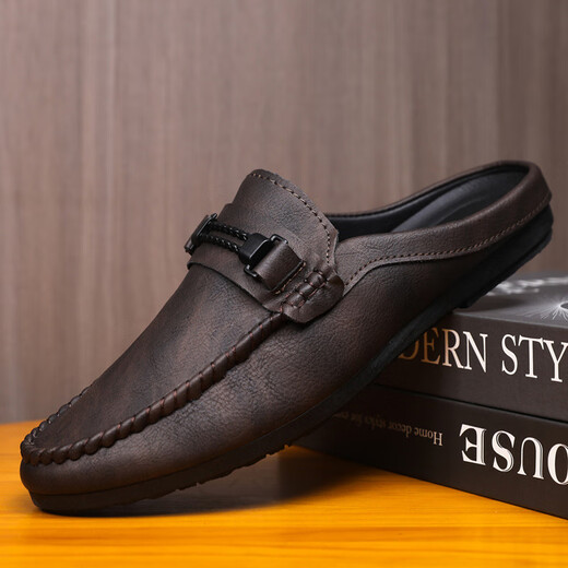 
CALCULAT/KEEN Casual Thin High-end Business Black Men's Lof Beanie Shoes Men's Leather Shoes Outdoor Breathable Trendy Soft Leather Waterproof D898 Brown 41