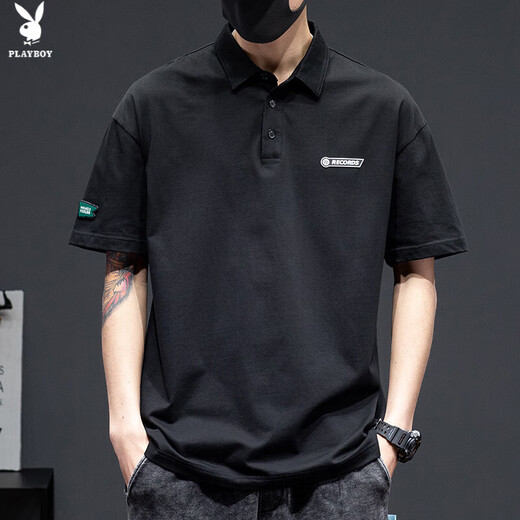 
Playboy; PLAYBOY summer men's high-end POLO shirt men's short-sleeved heavy t-shirt simple large size sports ins trendy brand top W-327 dark gray 2XL 140Jin[Jin equals 0.5 kg]-155Jin[Jin equals 0.5 kg]