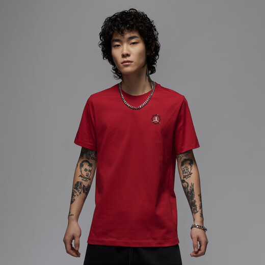 Nike (Nike) Jordan Official Jordan Männer reines Baumwolldruck T-Shirt Summer New Strick Baumwolle IB7529 687 Fitness rot/schwarz 3xl