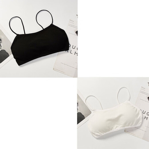 NJSKAKW pure cotton underwear student top-up Korean version of the beautiful back sling wrapped bra tube top junior high school girls underwear high school students single pack black one size fits all 70-125Jin Jin is equal to 0.5 kg