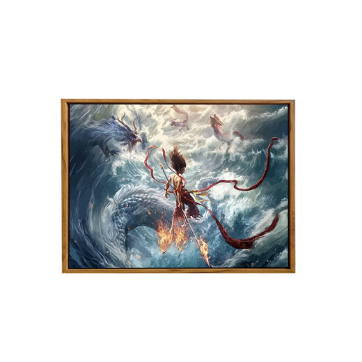 哪咤数字油画2025新款哪吒2之魔童闹海数字油画DIY手工手绘涂鸦卡 LL12176 60*80cm加厚实木内框+美观外框【