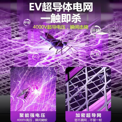 康铭4000V电蚊拍充电式大网面家用强力手柄加长伸缩折叠灭蚊灯灭蚊拍 4000V+12颗紫光+数显+3893