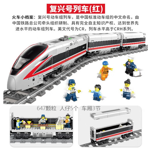 LEGO Railway Train Building Blocks mit Gleis elektrischer U-Bahn-Baugruppenmodell Kinderspielzeug Jiefang Zug-Wasser-Zug X3 [356 Partikel]