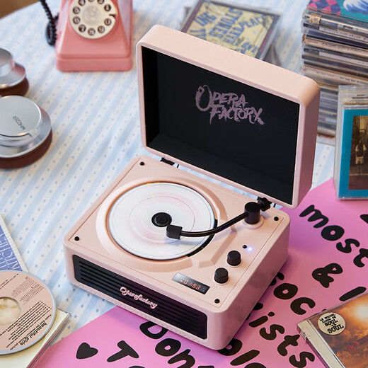 Weize CP500 retro CD player record player Bluetooth audio integrated gramophone birthday gift album HIFI fever player black powder special version