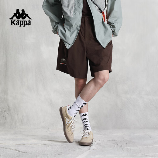 Kappa Kappa back-to-back 2025 new running sports water-repellent shorts American casual five-point pants men chocolate dark brown-6536 S