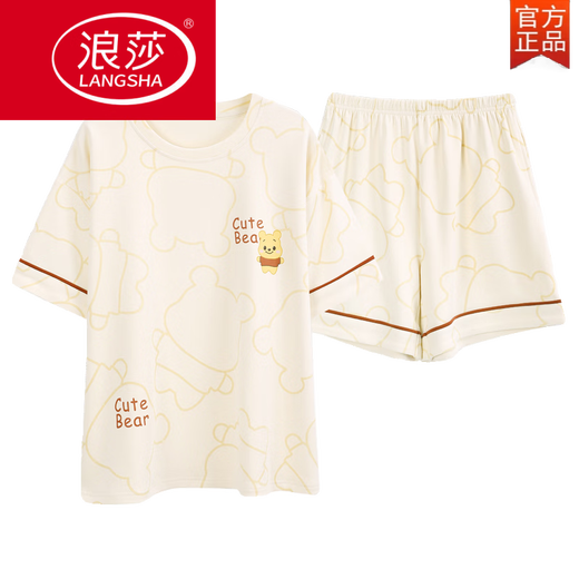 LangSha 2025 pajamas for women in summer pure cotton shorts shorts thin summer cute and sweet can be worn outside home clothing set YX-7511 9856 M [recommended 80-100Jin [Jin equals 0.5 kg] wear]