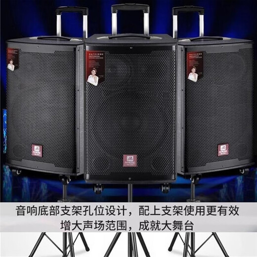 MALONE outdoor audio Bluetooth live broadcast K song square dance portable trolley speaker three-way subwoofer with sound card wireless microphone amplifier M12S inch lithium battery + dual microphone + gift