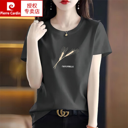 Pierre Cardin Marke Pure Cotton White Kurzärmer T-Shirt Frauen 2025 NEU LOOSS PRINTED T-Shirt Sommer Top T-Shirt 6196 Weiß kurzärmelig L (Empfohlen 105-120 Jin [Jin entspricht 0,5 kg]))