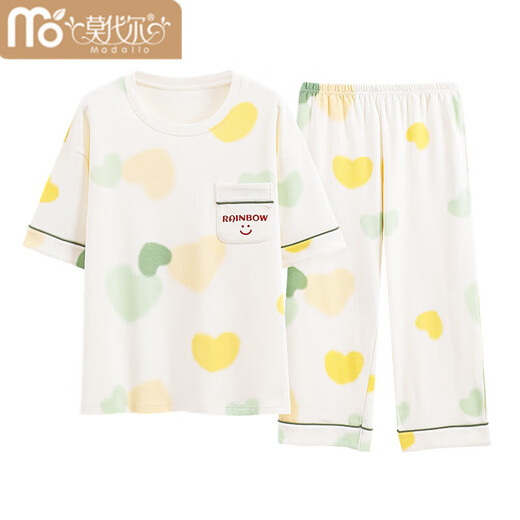 Pajama modal 2025 para mujeres en verano Los pantalones cortados de manga corta se pueden usar en el exterior dulce algodón de algodón casual de algodón estilo de verano YZ968 (pantalones cortos) 9855 Color de imagen XL recomendado 115-130Jin [Jin iguala 0.5 kg] para usar