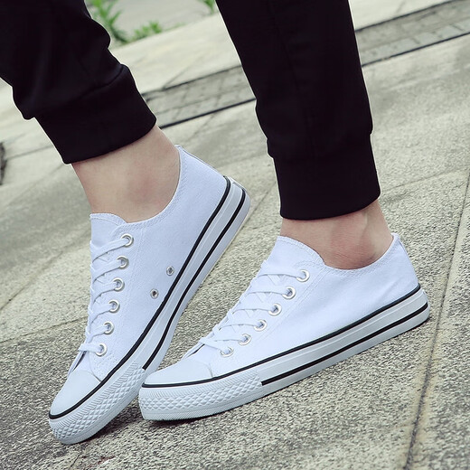 
European Pastoral Couple Canvas Shoes Men's 2025 Summer New Low Top Casual Sports Shoes Men's Trendy and Versatile (PJ) 6621 White 44