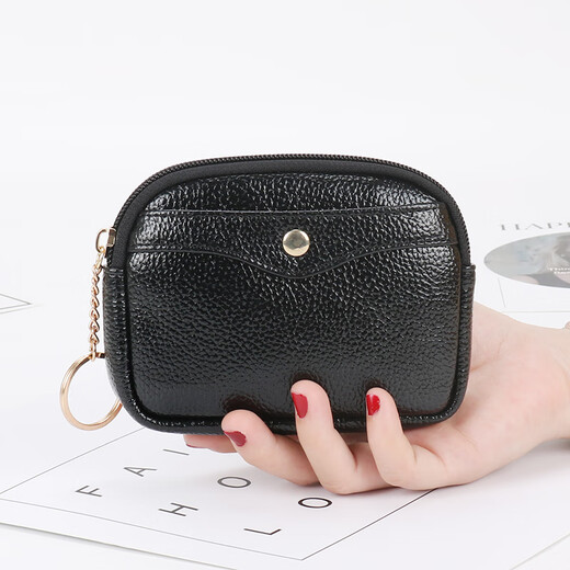 Kangaroo Frauen weiche Ledermünze Brieftasche Mädchen Reißverschlussbeutel Coin Bag Koreanische Version Kurzer kleiner Brieftasche Mini Handtasche Schlüsselkarte Freundin Frau Mutter Geburtstag Valentinstag Geschenk Schwarz