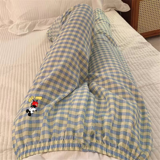 Fhhuabd Pyjama Hosen Mickey Plaidhose Frühling und Sommer Dünne Freizeithosen zu Hause und die Schüler können im Herbst 854 eine Walkhose nehmen [Hosen] l [95-115jin [Jin entspricht 0,5 kg]]