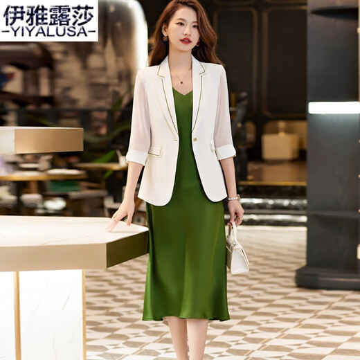Yiya Lusa Professioneller Frauenanzug für Frauen Frühling und Sommer Neuer Freizeitanzug für Frauen High-End-kleine Jacke für Frauen 9711-1 Single-Stück schwarzer Anzug S