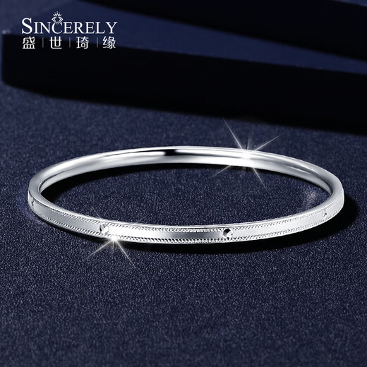 Shengshi Qiyuan platinum bracelet for women pt950 platinum bracelet for women genuine new pure platinum perfect bracelet semi-solid round inner diameter 52mm/9.74g/width 3mm