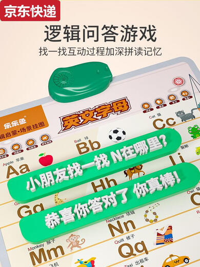 英文字母表挂图发音早教有声儿童英语启蒙点读学习神器逻辑 英文+拼音挂图+学前早教卡片机