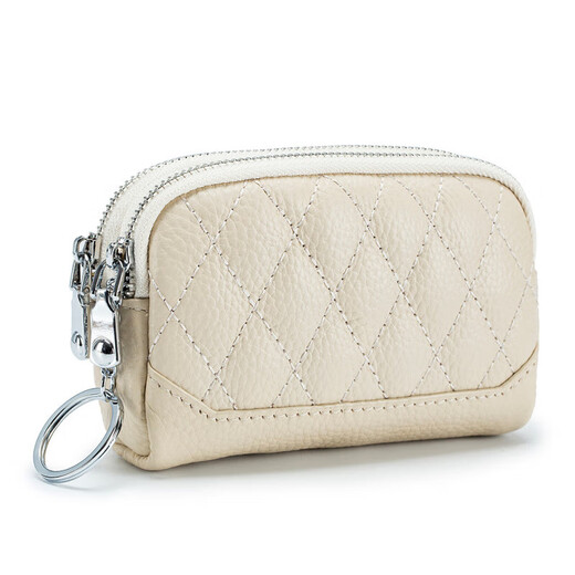 Youse (vous) Première couche Cow I Le cuir Diamond Mini portefeuille Keetchain Coin Sac en cuir Double Zipper Coin Wallet Rangement Sac