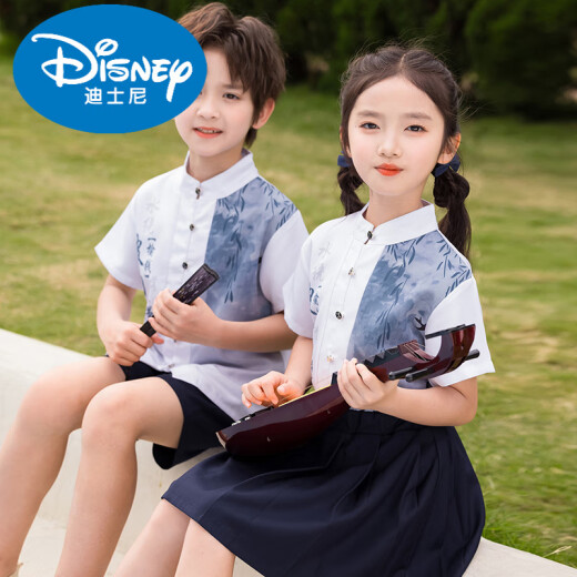 迪士尼六一儿童演出服中国风幼儿园毕业照班服小学生诗朗诵合唱表演服装 6625夏季男款(白袜子) 100 cm