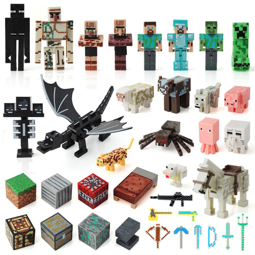 
Kempton Minecraft Plastic Toy Doll Figure Ending Dragon Steve Kuli afraid of iron golem doll doll model Lemon yellow Golden Apricot