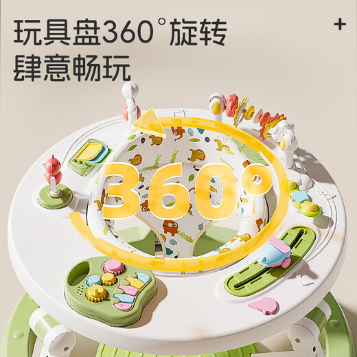 Xulin Japanese baby walker anti-o-leg anti-roll 2025 1-3 year old baby walker hand push for 9 months [Basic model - Green Green] One-click folding + adjustable height + rotating toy disk