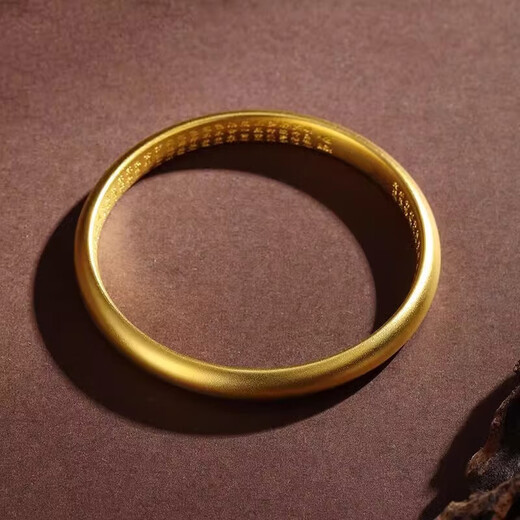 Keyou long-lasting ancient sand gold fake gold bracelet gold-plated bracelet hardware imitation jewelry gold plain circle heart sutra bracelet 8mm4550g gift box