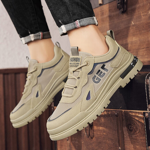 Changxiang Huili Workwear Men's Shoes 2025 New Summer Mesh Breathable Casual Shoes Sports Anti-Slip and Wear-resistant Construction Site Labor Protection Shoes Men's Khaki [Breathable Style] 42