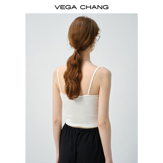 VEGA CHANGVEGACHANG吊带背心女2025新款夏季简约休闲百搭带胸垫针织小吊带 钢琴白 第二批 M