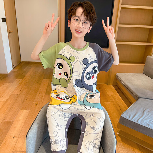 男童睡袋奥特曼儿童睡衣夏季纯棉短袖宝宝连体衣薄款防踢被家居服 JY9928蛋仔派对 110 小童10码身高100-110cm40斤内