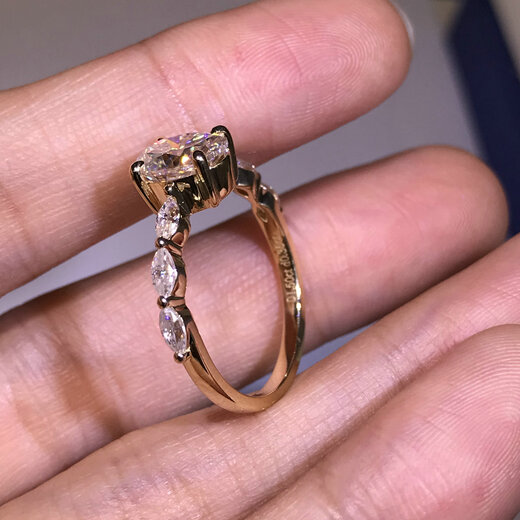 Junpojiai Jewelry Imported Moissanite Diamond Ring 1 Carat Knot Engagement Ring Oval Marquise Special Shaped Diamond 18K White Platinum Moissanite + 18K Gold Inside and Out (Also Style 2 Group Full of Diamonds 3 Carat + 18K Gold