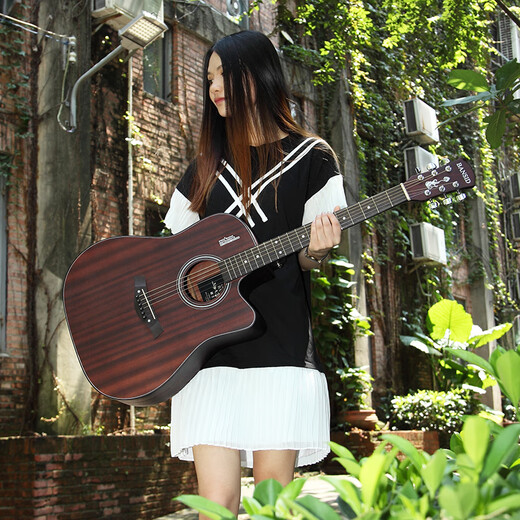 Banston Guitar 41 Inch Folk Guitar Retro Catalogue Guitar Beginners Students Men and Women Beginners Practice Guitar 41 Inch JF Bucket Latte Color Veneer +