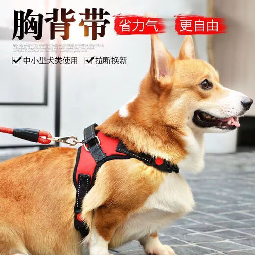 MPPMCK Dog Leash Vest Type Dog Walking Rope Teddy Corgi Dog Leash Medium Dog Small Dog Pet Harness Chest Harness + 1.5 Meter Rope Black M Code Suitable for 18-35 Jin Jin equals 0.5 kg Use