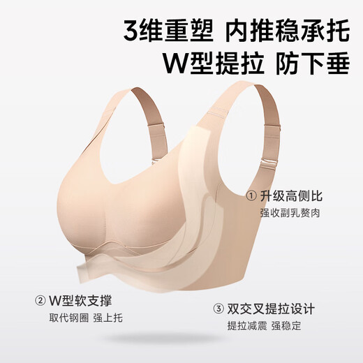 Tingmei Seamless Double Pull-Up Bra for Women with Large Breasts to Make Smaller, Push-Up, Shrink Secondary Breasts, Anti-Sagging, No Wires, Soft Sports Bra