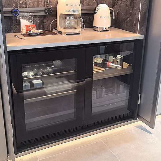 DBERLAN 40-piece under-counter built-in red wine cabinet, constant temperature wine cabinet, beverage cabinet, tea refrigerator, built-in wall for home use, high-end vacuum door - no condensation 0 degree ice bar 145L