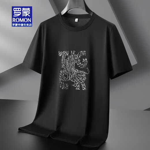 Romon (Romon) [County] T-shirt à manches courtes en coton mercère pour hommes avec de la taille plus une taille lâche fine mince t-shirt à manche à manche T 5012 Couleur marron 3xl [160-190jin [Jin est égal à 0,5 kg]]]