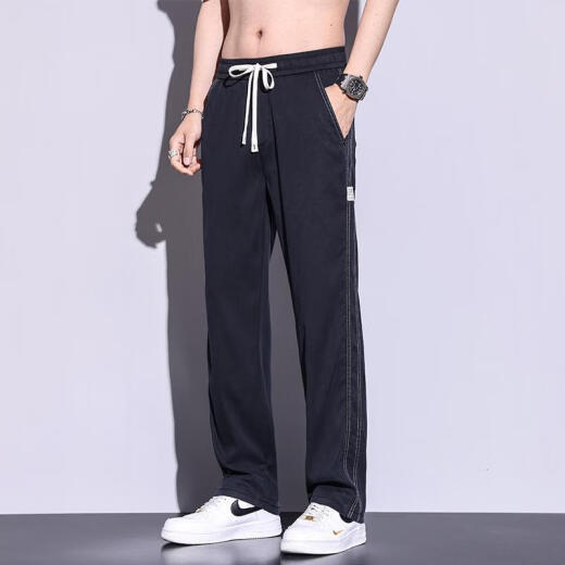 GY雅戈尔夏季薄款天丝牛仔裤男士宽松直筒休闲阔腿裤男冰丝潮牌长裤 以1048蓝色 M
